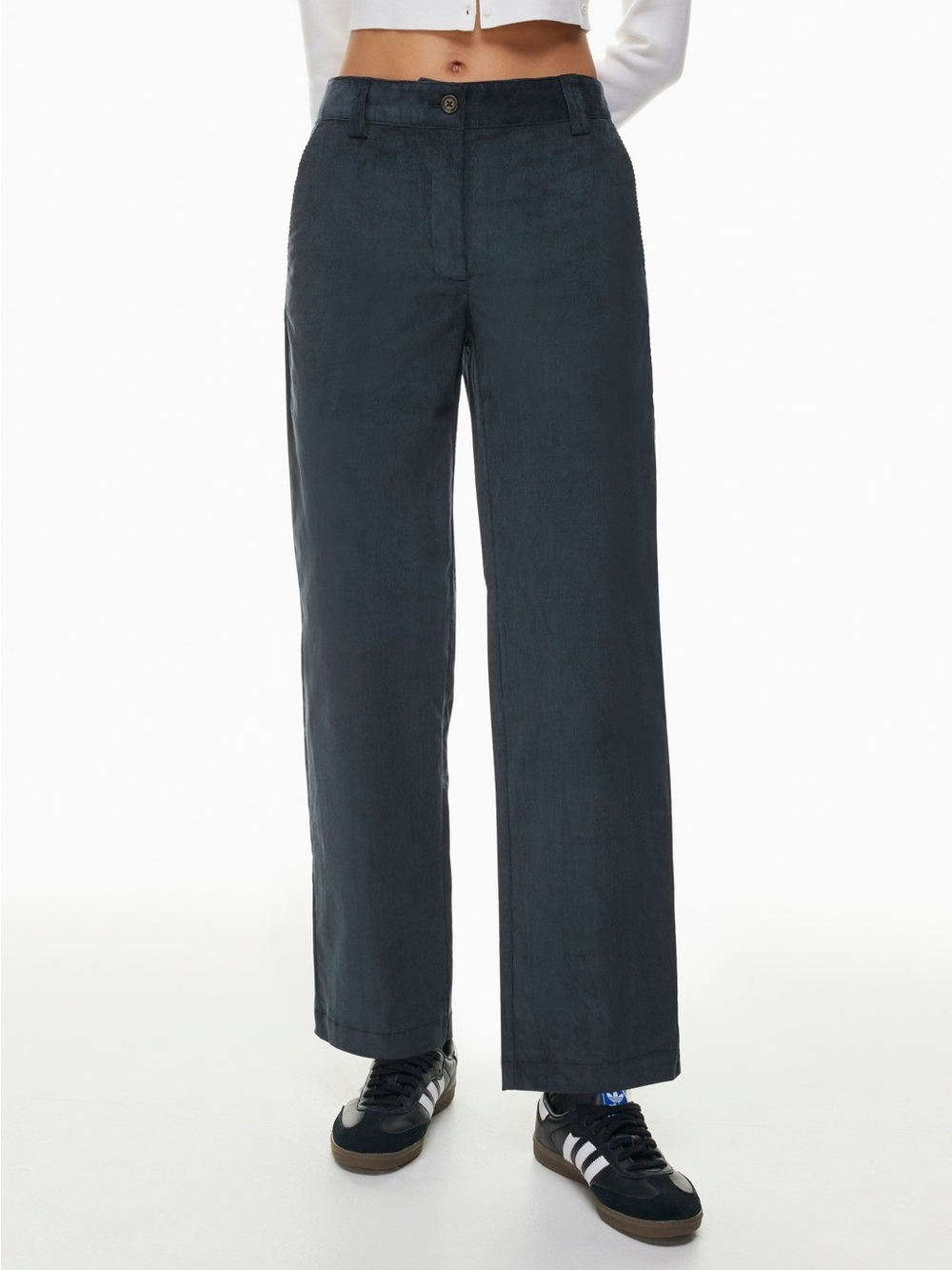 Aritzia Sunday Best Jayden Corduroy Pants Navy Straight Leg Size 4 Classic